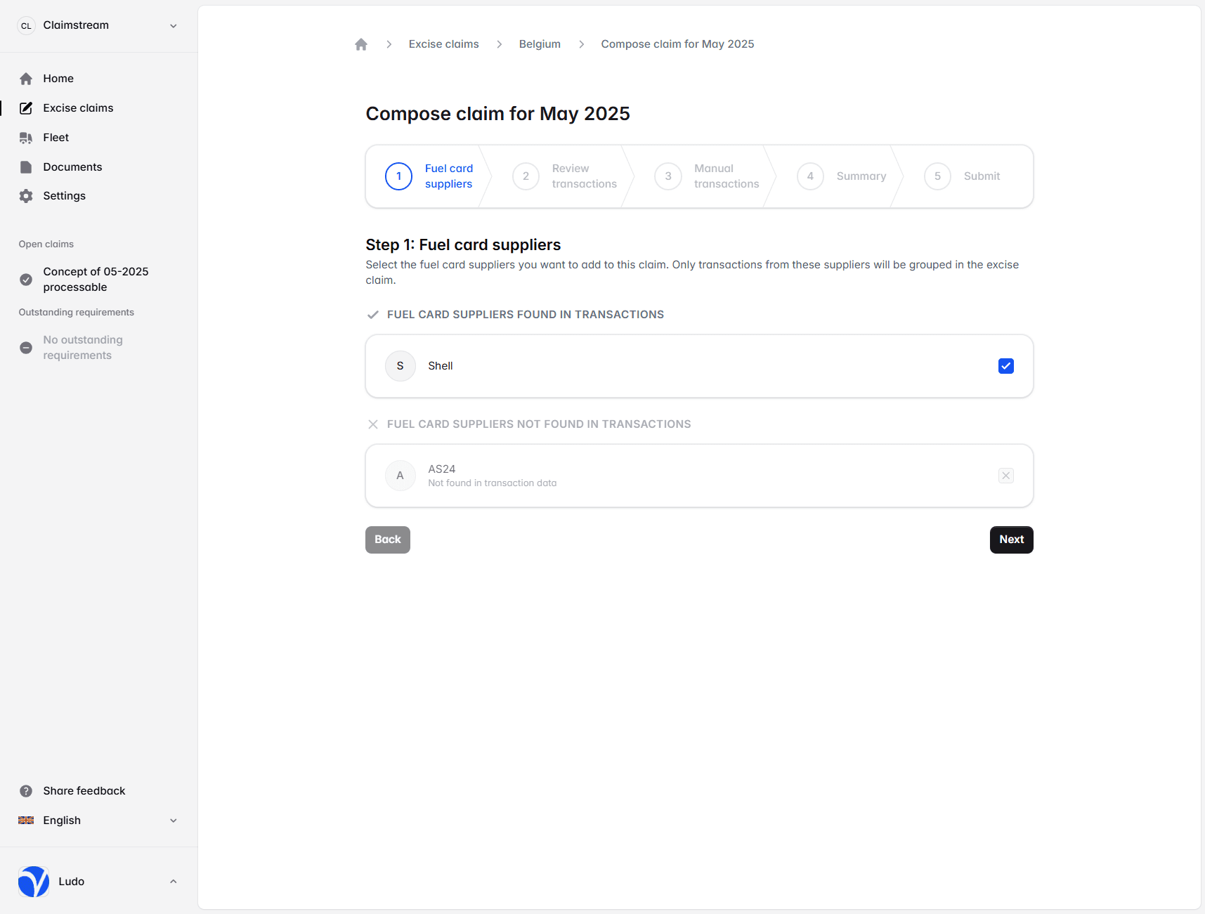 Screenshot van stap 1. automatische factuurverwerking